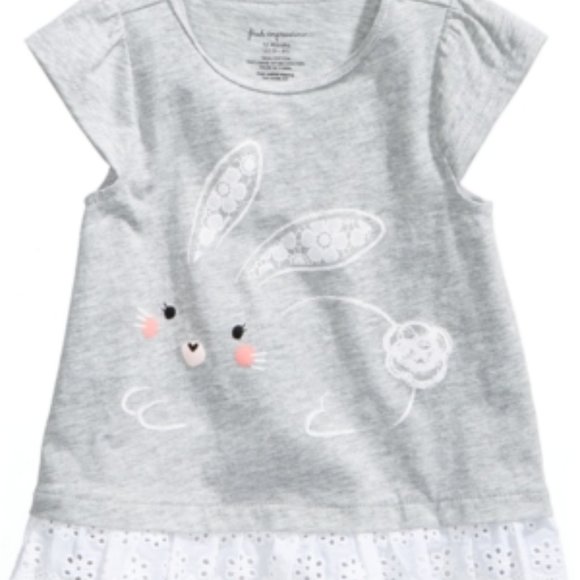 3/$25 First Impressions Crew Neck T-Shirt. Eyelet trim with bunny. NWT - Picture 1 of 3
